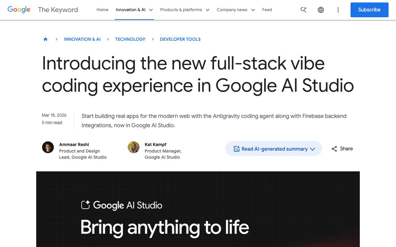 Google AI Studio 2.0