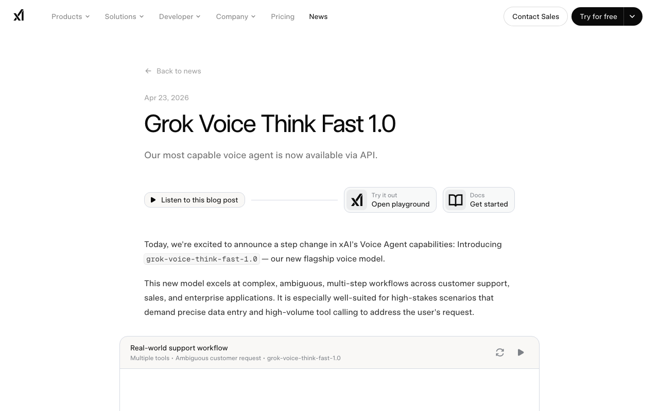 Grok Voice Think Fast 1.0