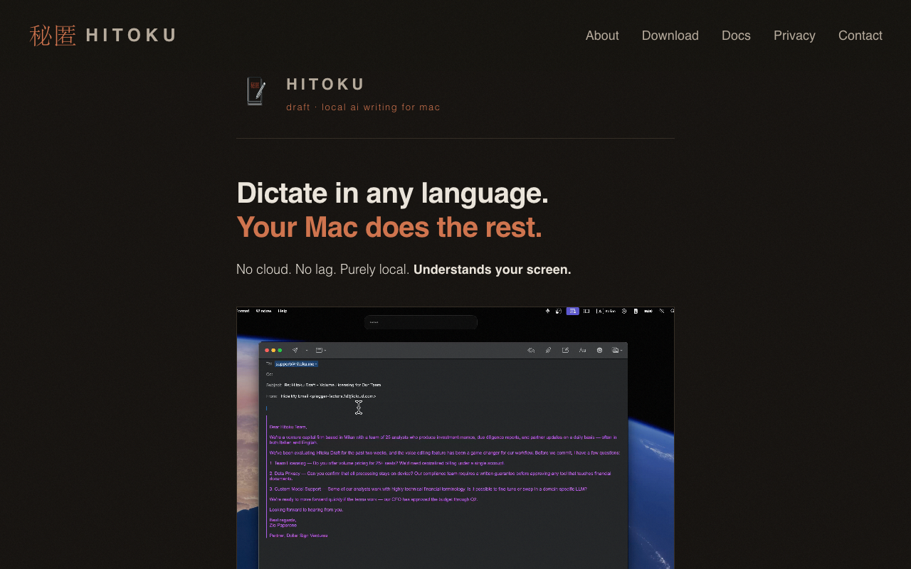 Hitoku Draft – Context aware local assistant