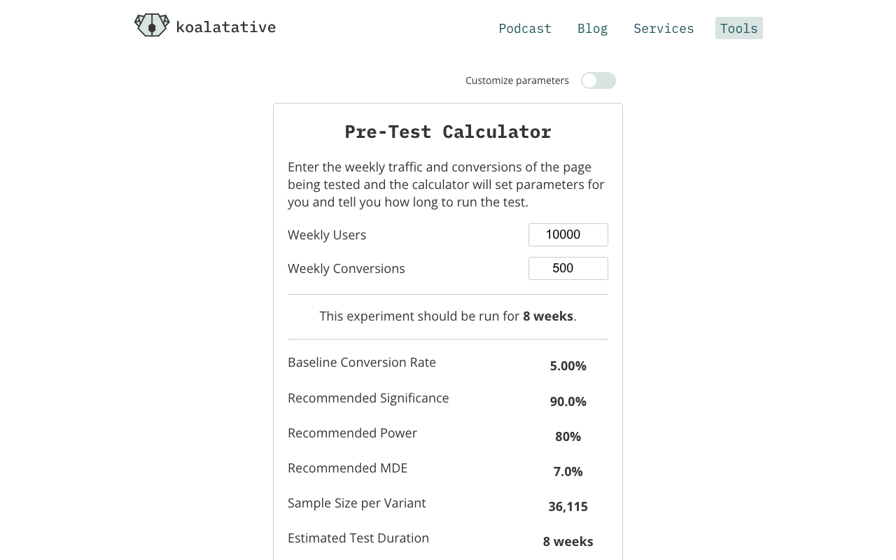 Pre-Test Calculator