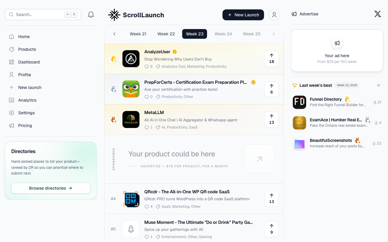 Scroll Launch
